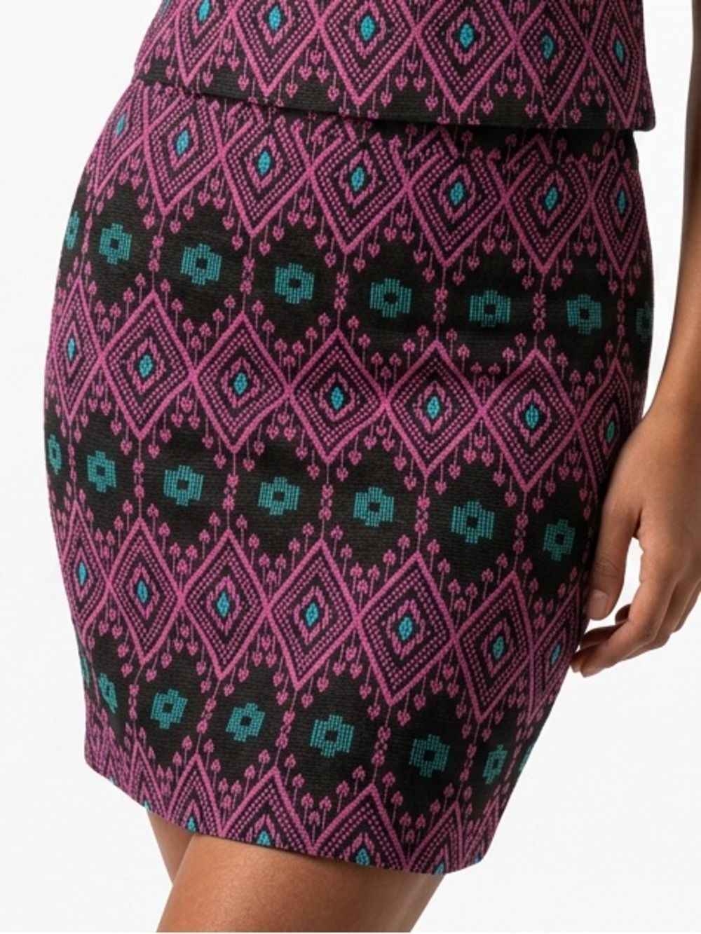 ANN TAYLOR | Tribal Geometric Print Skirt Pink 12
